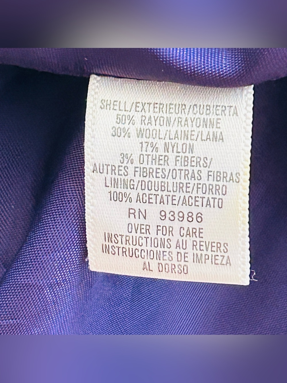 Vtg Casual Corner Women’s Purple Three Button Wool Blend Career Jacket Size 4 - Picture 6 of 10